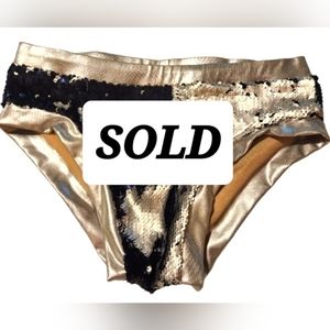 SEQUIN REVERABLE Blue & sliver festival wear boyshorts swim bottom.